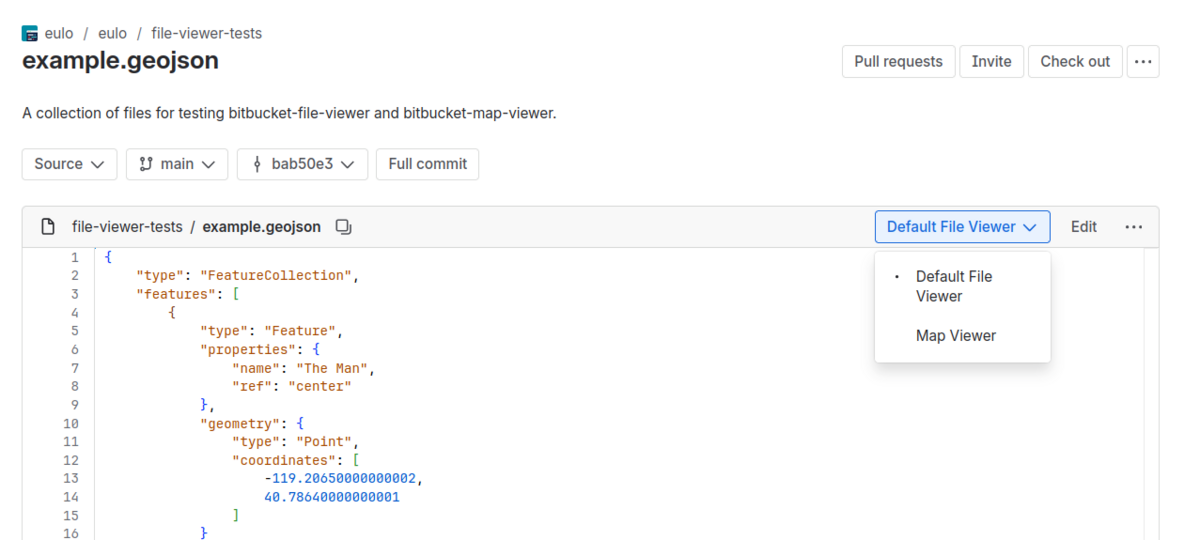 Selecting the Map Viewer for Bitbucket