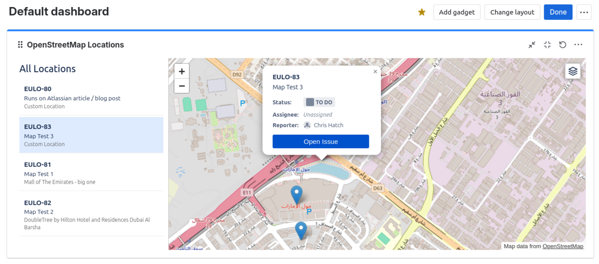 OpenStreetMap Dashboard Gadget